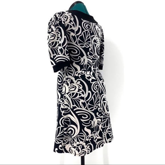 Jessica Petite Black and White Paisley Empire Waist A-Line Dress, 12P - Picture 5 of 16